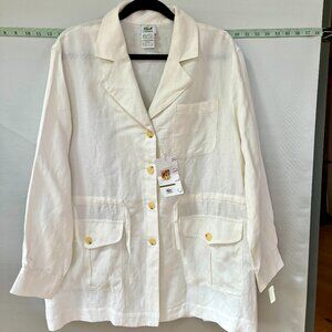 Lacoste Club Men's White Linen Safari Shirt Jacket